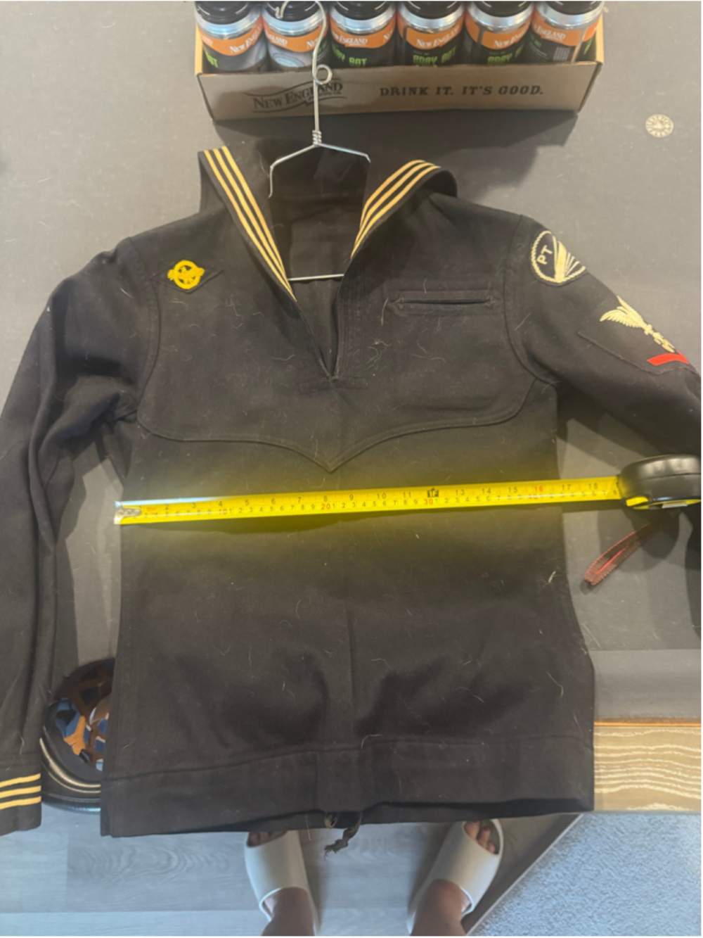Men's Vintage US Navy Sailor Uniform Top Black Gold One Size small